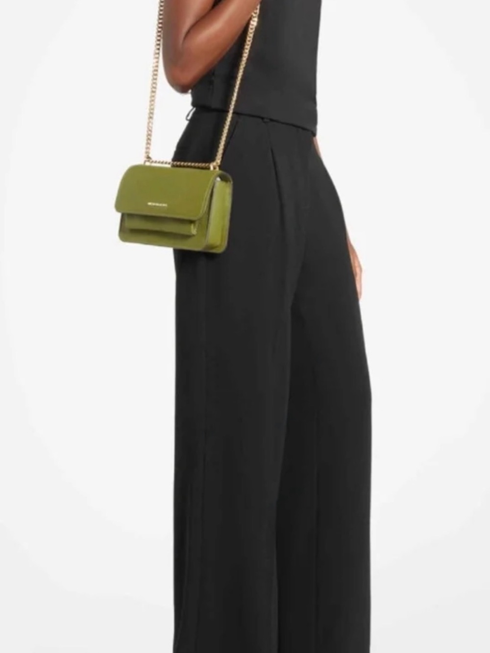Michael Kors pistachio Green Pebbled Leather Chain Shoulder Bag w/Gold Hardware